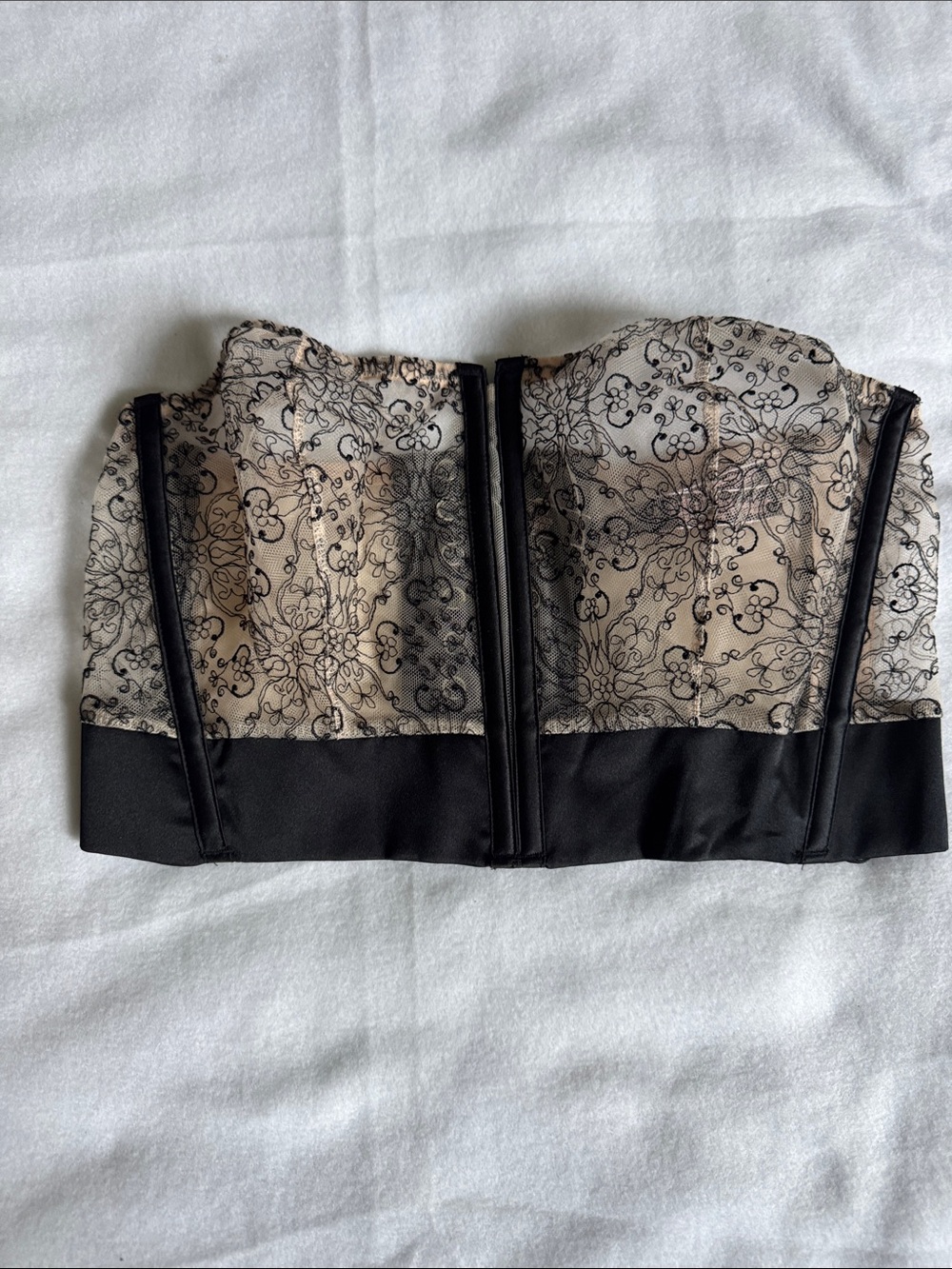 Victoria Secret Strapless Lace Bustier Corset Top in Black and Nude